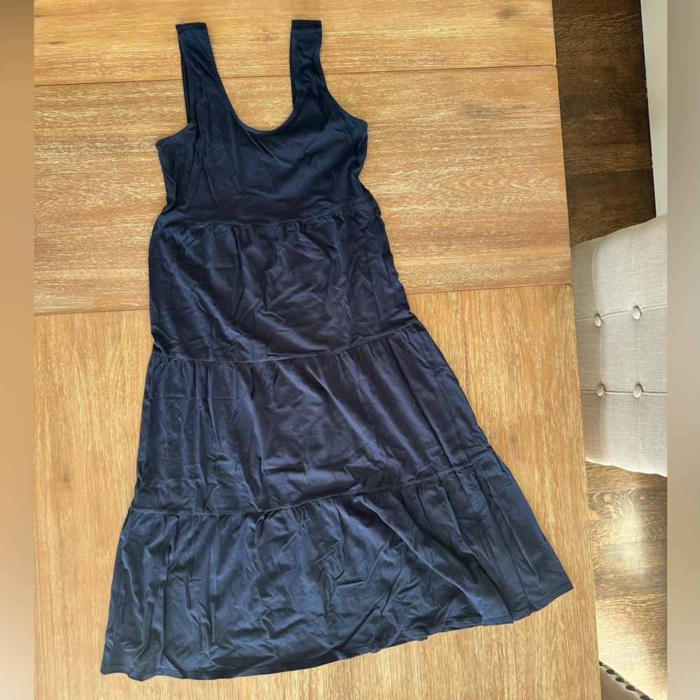 J. Crew Navy Blue Sleeveless Cotton Tiered Dress